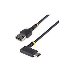 StarTech 3ft (1m) Usb A To C Charging Cable Right Angle - Heavy Duty Fast Charge Usb-c Cable - Black Usb 2.0 A To Type-c - Rugged Aramid Fiber - 3a (R2ACR1MUSBCABLE)