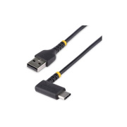StarTech 6ft (2m) Usb A To C Charging Cable Right Angle - Heavy Duty Fast Charge Usb-c Cable - Black Usb 2.0 A To Type-c - Rugged Aramid Fiber - 3a (R2ACR2MUSBCABLE)