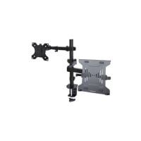 StarTech Monitor Arm With Vented Vesa Laptop Tray, For Laptop 9.9lb And Single Display Up To 32in 17.6lb, Black, Adjustable Laptop Arm Mount, Cclamp/grommet (A2LAPTOPDESKMOUNT)