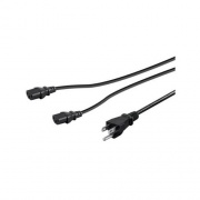 Monoprice Power Cord Splitter - Nema 5-15p To 2x Iec 60320 C13_ 18awg_ 10a/1250w_ Sjt_ Black_ 3ft (41089)