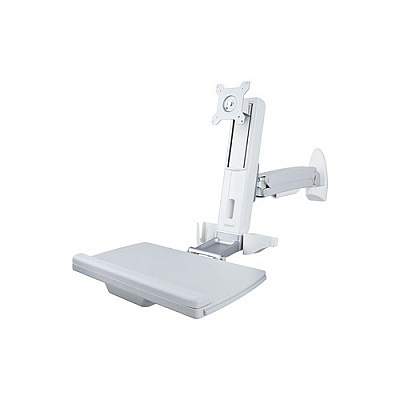 StarTech Wall Mount Workstation, Full Motion Sit Stand Desk W/ Height Adjustable Vesa Monitor Arm & Keyboard Tray, Ergonomic Wall Mounted Computer Workstation (WALLWORKSTATIONS)
