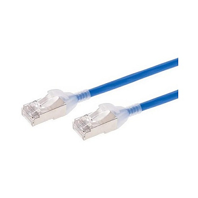 Monoprice Slimrun Cat6a Ethernet Patch Cable - Snagless_ Double Shielded_ Component Level_ Cm_ 30awg_ 2ft_ Blue (42965)