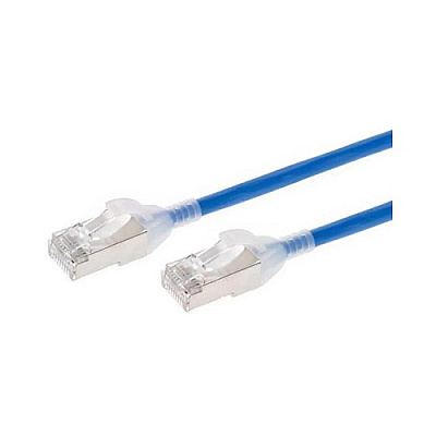 Monoprice Slimrun Cat6a Ethernet Patch Cable - Snagless_ Double Shielded_ Component Level_ Cm_ 30awg_ 25ft_ Blue (42989)