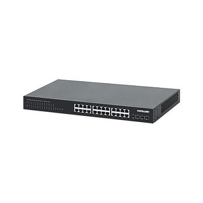 Intellinet 24-port Gigabit Ethernet Poe+ Switch With Four 10g Sfp+ Uplinks (561761)