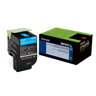 Lexmark Original High Yield Laser Toner Cartridge - Cyan - 1 Each (LEX80C0HCG)