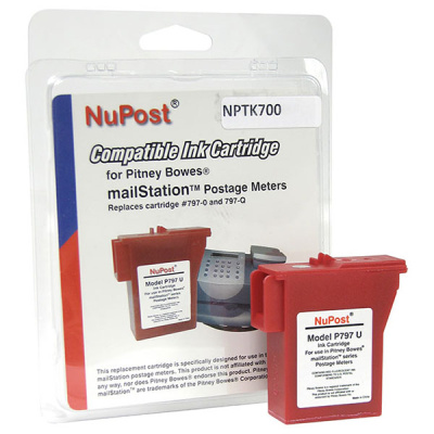 NuPost Non-OEM New Build Red Postage Meter Ink Cartridge (Alternative for Pitney Bowes 797-0, 797-M, 797-Q) (800 Yield) (NPTK700)