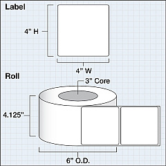 Primera White TuffCoat High Gloss Label (4" x 4") (3" Core) (74807)