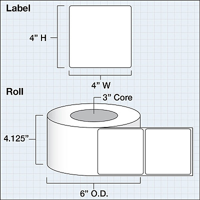 Primera White TuffCoat High Gloss Label (4" x 4") (3" Core) (74807)