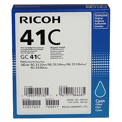 Ricoh Cyan Ink Cartridge (2,200 Yield) (Type GC41C) (405762)