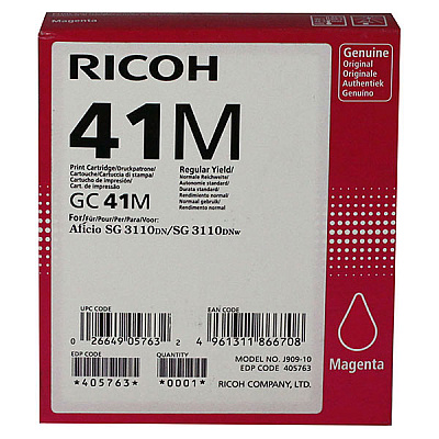 Ricoh Magenta Ink Cartridge (2,200 Yield) (Type GC41M) (405763)