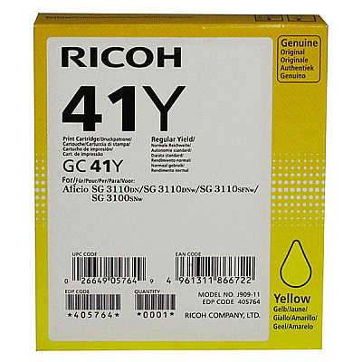 Ricoh Yellow Ink Cartridge (2,200 Yield) (Type GC41Y) (405764)