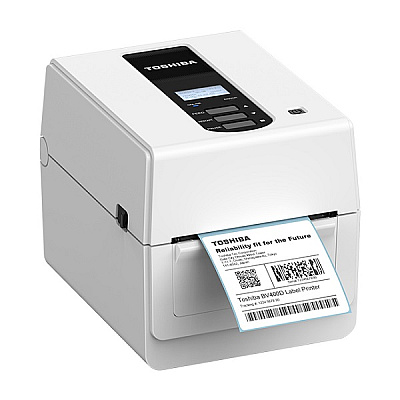 Toshiba, BV410D, 4", 300 DPI, 5 ips, USB + Ethernet, LAN with LCD, White Case Desktop Direct Thermal Printer, Toshiba TPCL, Emulation: Zebra ZPL2, Sato SBPL, Datamax DPL (BV410DTS02QMS)