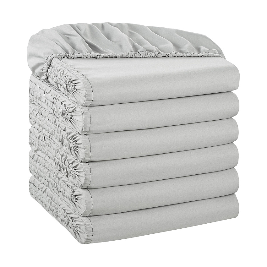 Host & Home Microfiber Fitted Sheets - King - Gray W/ Green Hem, Case Of 24 (MFS-788012-GY)