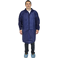 Safety Zone Polyproylene Lab Coat Blue Med, Case Of 30 (M1714B-M-E/W)