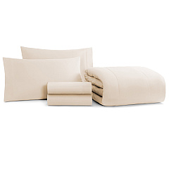Family Essentials Bed In Bag 5pc - Twin - Beige, 5 Piece Set (P-BIAB-TW-BG)