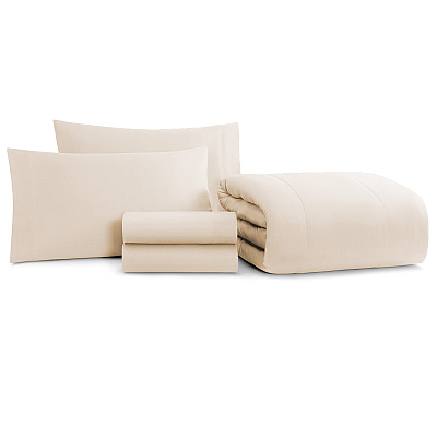 Family Essentials Bed In Bag 5pc - Twin - Beige, 5 Piece Set (P-BIAB-TW-BG)