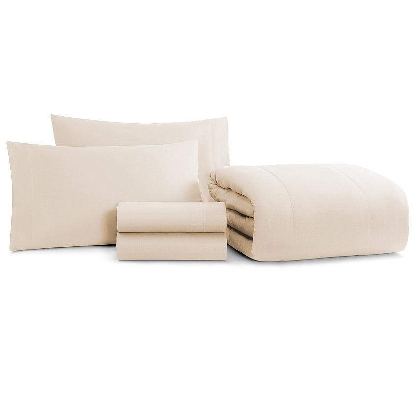 Family Essentials Bed In Bag 5pc - Twin - Beige, 5 Piece Set (P-BIAB-TW-BG)