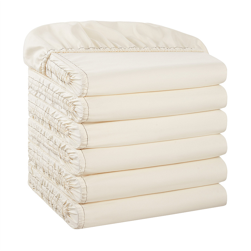 Host & Home Microfiber Fitted Sheets - Full - Ivory W/ Red Hem, Pack Of 6 (P-MFS-548012-IV)