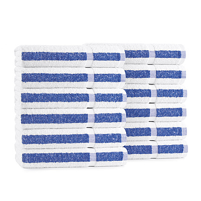 Admiral Hospitality Bath Towel 24x48 Blue Stripe, Pack Of 12 (P-ADM-B-8BCS)