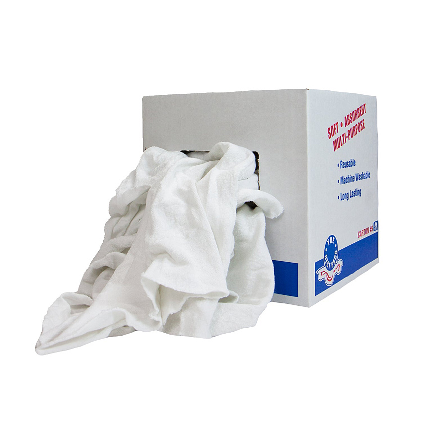 W51w New Washed White French Terry Cleaning Rags 10lb Box (N-W51W-10)