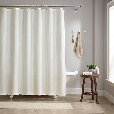 H&h Poly Shower Curtain Set 72x72 Damask Bright White, 1 Set (P-SCSTD-7272-WH)