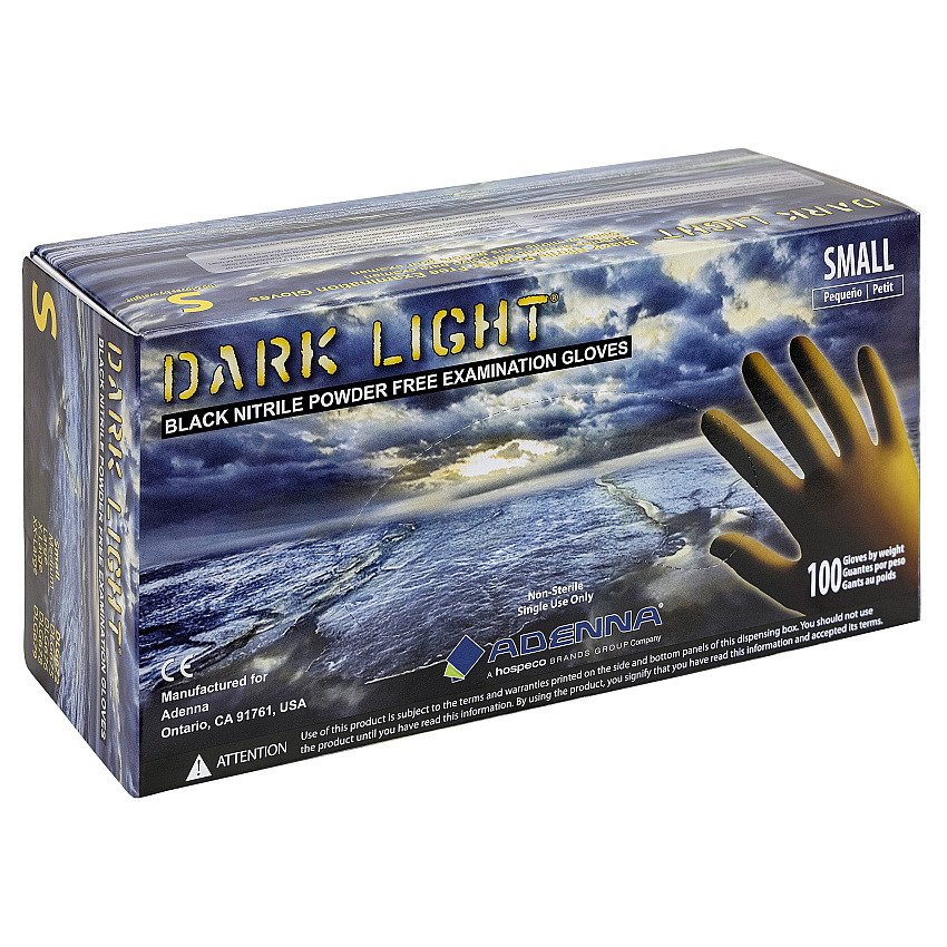 Dark Light Nitrile Powder Free 9 Mil Exam Gloves Black Sm, Case Of 1000 (DLG672)