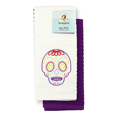 Sc Lucky Embroidered Kitchen Towel 16x26 Skull, Case Of 40 Sets (SC-KT2-SK-CS)