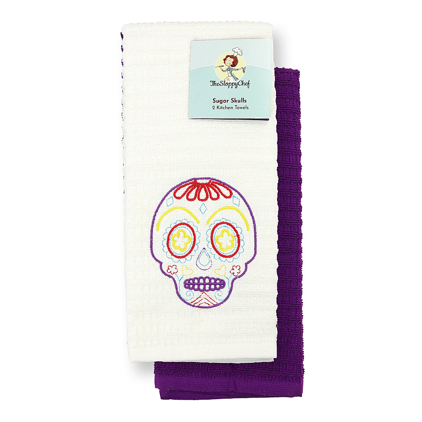 Sc Lucky Embroidered Kitchen Towel 16x26 Skull, Case Of 40 Sets (SC-KT2-SK-CS)