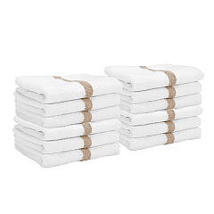 Power Gym Hand Towel 16x27 Beige Stripe, Pack Of 12 (PNP-PWR-1627-3BGCS)