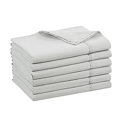 Host & Home Microfiber Flat Sheets - Queen - Gray W/ Blue Hem, Pack Of 6 (P-MFS-90110-GY)