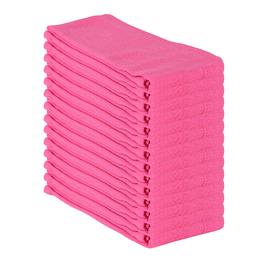 Huck Cotton Cleaning Towels 16x26 Pink, Pack Of 12 (PNP-ABSBNT-PINK)
