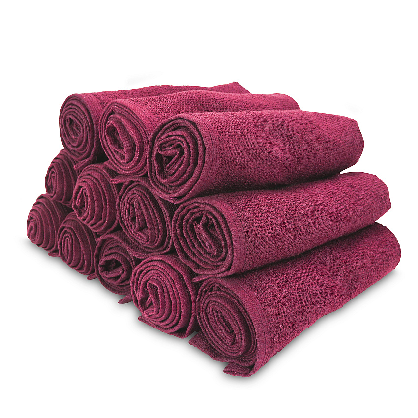 Cotton Salon Towel 16x28 Burgundy, Case Of 144 (BB-1628-3BUR-CS)