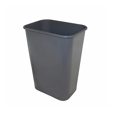Rectangular Soft-sided Plastic Wastebasket, 41 Quart, No Pinchm Design, Seamless, Durable Molded Polyethylene, Gray, Case Of 12 (7703-3)