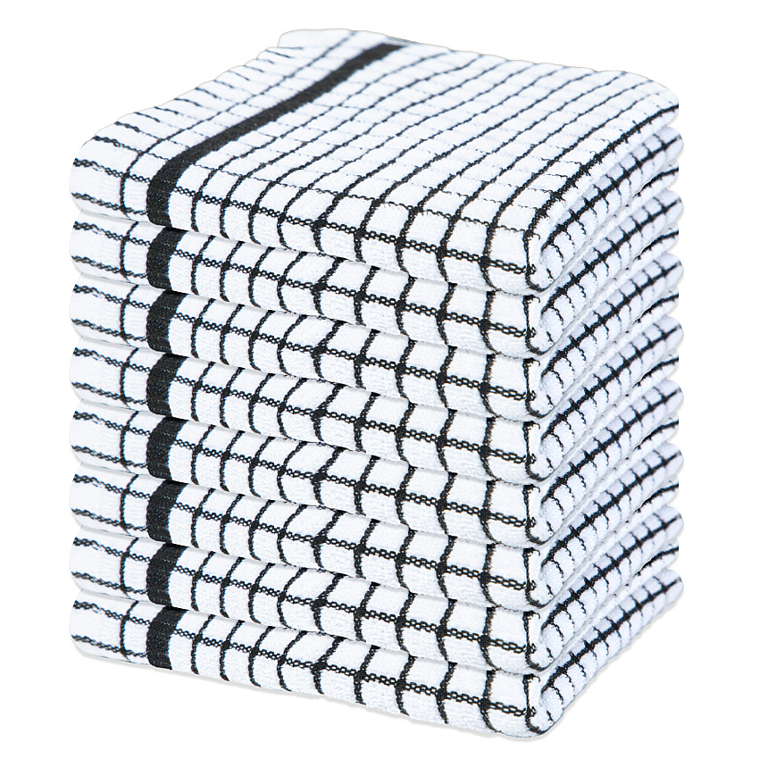 Sc Classic Checkered Dishcloth 13x13 Black, Pack Of 8 (P-SC-CHK-DC-BLK)