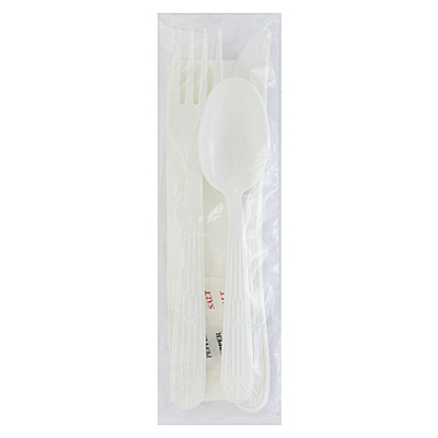 Medium Pp Fork Knife Tea Spoon, Napkin 12x13 Salt Pepper White (250 Per Case), Case Of 250 (CKPPMW125)