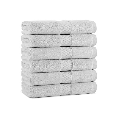 Aston & Arden Egyptian Cotton Hand Towel 16x30 Light Grey, Pack Of 6 (P-EGYP-1630-LGY)