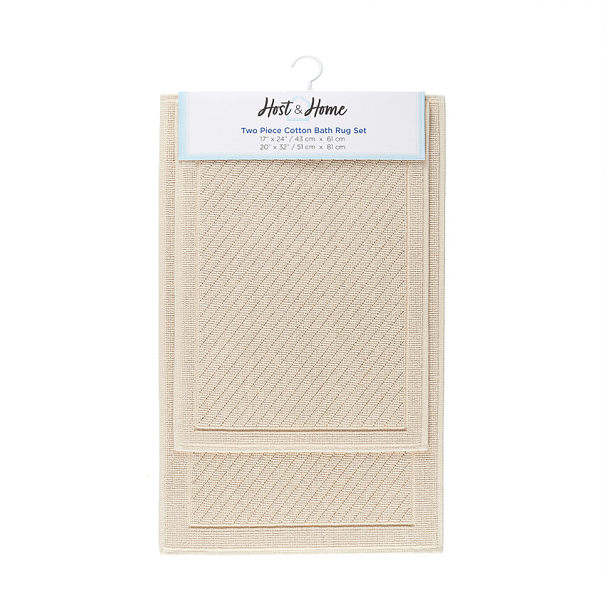 Cotton 2pc Bath Mat Set 17x24/20x32 Almond Milk, 2pc Set (P-HH-BM-2PK-BG)