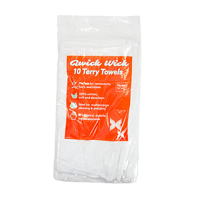 Terry Towel Pack Of 10 White Cotton 16x19, Case Of 160 (AT-TT10-16)
