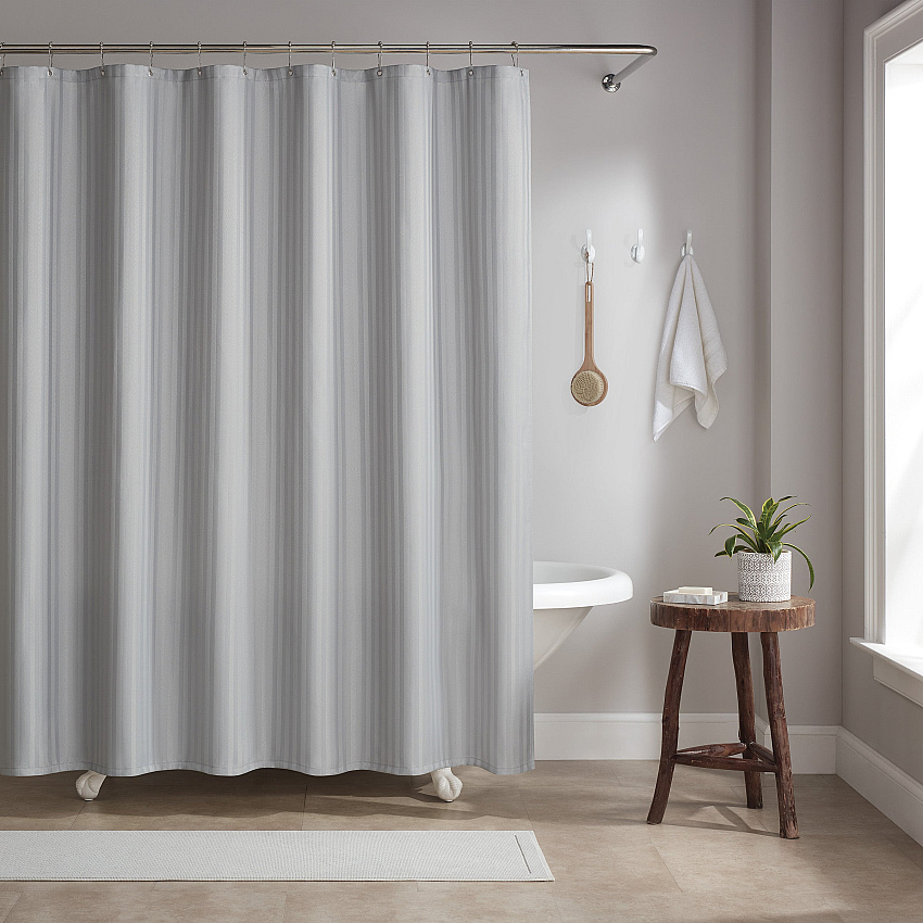 H&h Poly Shower Curtain Set 72x72 Damask Light Grey, 1 Set (P-SCSTD-7272-LG)