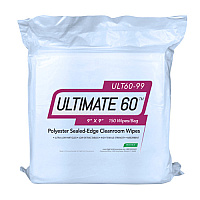 Ultimate 60 Polyester Knit Cleanroom Wipes, Sealed-edges, Standard Weight (115 Gsm) - 9x9, Bag Of 150 (ULT60-99)