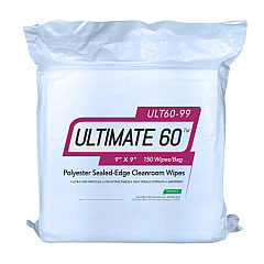 Ultimate 60 Polyester Knit Cleanroom Wipes, Sealed-edges, Standard Weight (115 Gsm) - 9x9, Bag Of 150 (ULT60-99)