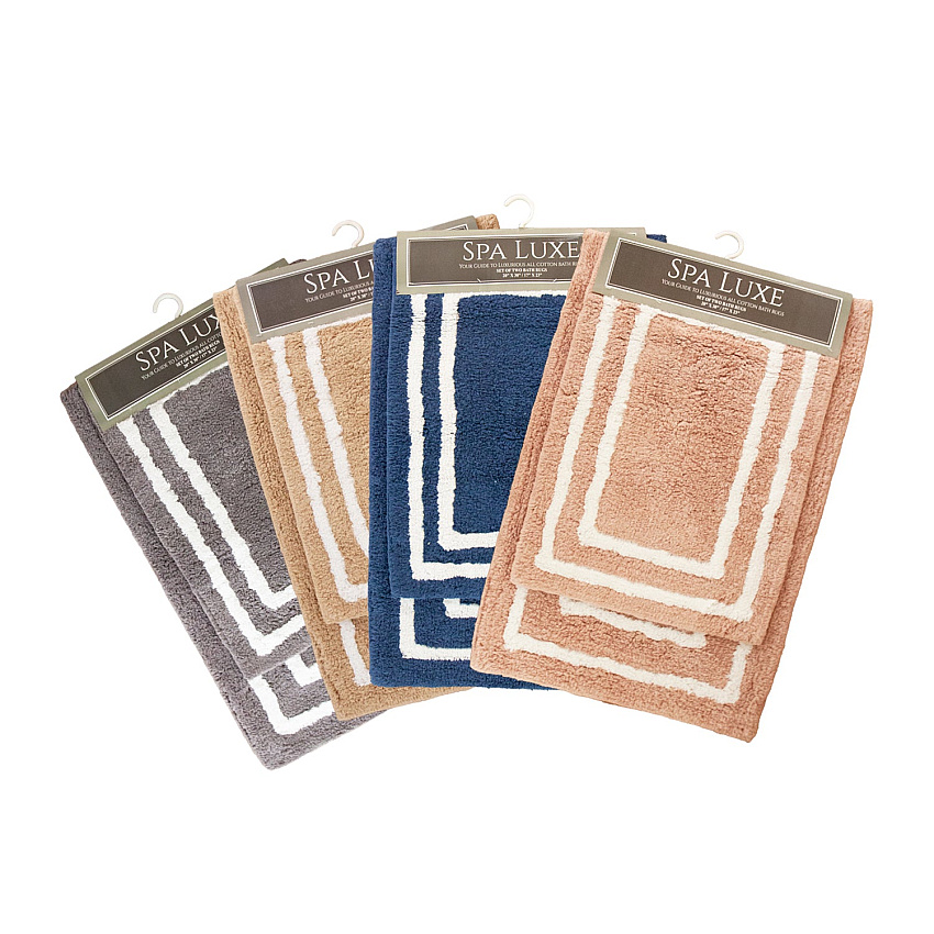 Spa Lux Bordered 2pc Bath Rug Set Assorted, Case Of 24 (SPALX-BRDAST-CS)