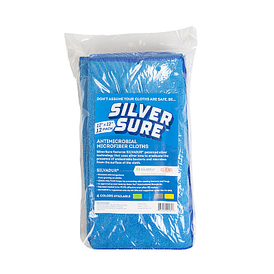 Silversure Anti-microbial Cleaning Cloth 12x12 Blue, Pack Of 12 (PNP-M915SLV-BL)