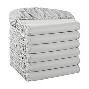 Host & Home Microfiber Fitted Sheets - Queen - Gray W/ Blue Hem, Case Of 24 (MFS-608012-GY)