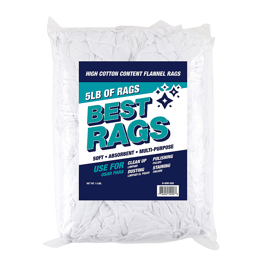 Rw80 Flannel Reclaimed Rags White 5lb Bag (R-W80-5B)