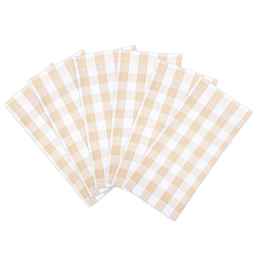 Sc Buffalo Plaid Kitchen Towel 20x30 Beige, Pack Of 6 (P-SC-KT-BUF-BGE)
