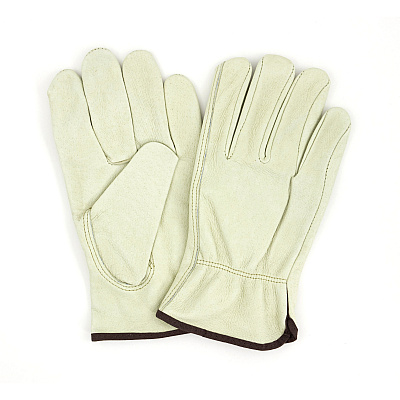 Proworks Standard Grain Cowhide Driver Gloves, Medium, Keystone Thumb, Shirred Elastic Wrist, Durable Work Glove, Large, Bag Of 12 Pairs (GWCGLDR1-L)