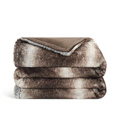 Aston & Arden Bronze Moon Faux Fur Throw 50x70 Brown Ombre, 1 Blanket (P-TH-FF-5070-BR)