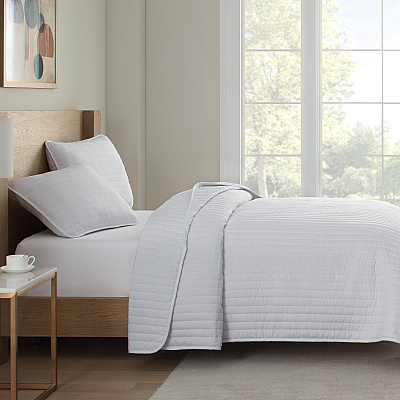 Host & Home Brushed Microfiber Quilt Set Twin White, Case Of 4 (MFQT-TWSET-WH)