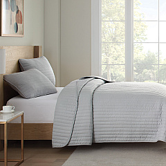 Host & Home Brushed Microfiber Quilt Set Twin Light Gray, Case Of 4 (MFQT-TWSET-LG)